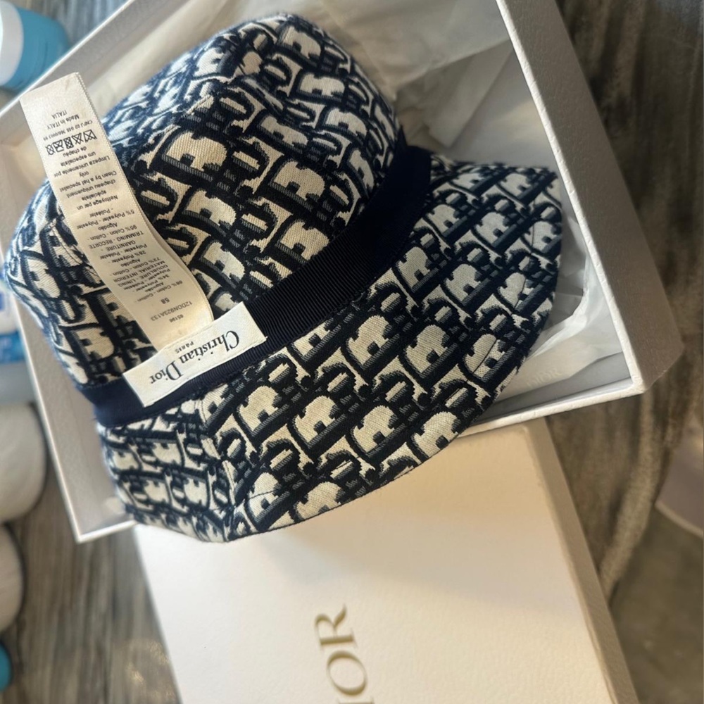 Dior Navy and White Bucket Hat